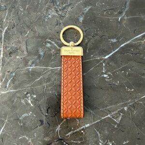 Louis Vuitton LV Brown and Gold Leather Key Holder Ring